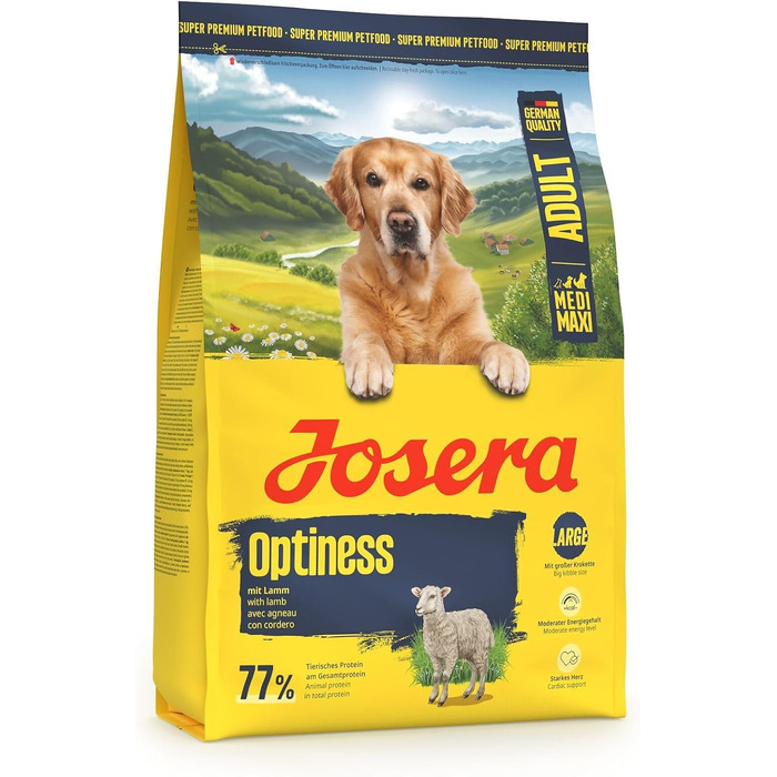Сухий корм для великих дорослих собак Josera Optiness з ягнятиною та рисом, 12.5 кг