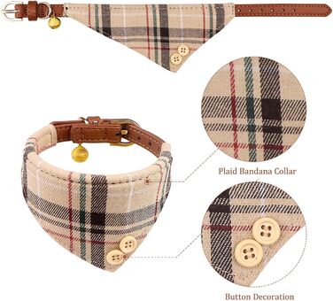 Нашийник для собак, цуценят та котів, комплект з 3 шт., з бантиком та дзвіночком, 9''-11.5'', Бежевий