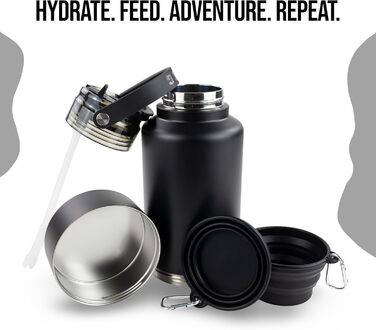 Водяна пляшка для собак Hogg Hydro Hound з нержавіючої сталі, ізольована, з неслизьким покриттям, чорний колір, 907.2 г