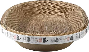 Килимок-подряпки для котів овальної форми, лежанка-миска, іграшка-подряпки з картону, для кошенят та дорослих котів (овал, S)