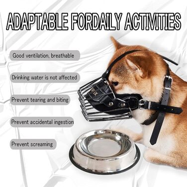 ЗакаБокс Намордник для собак середніх та великих порід - металевий, шкіряний, регульований, зручний, довговічний, запобігає гризінню та укусам