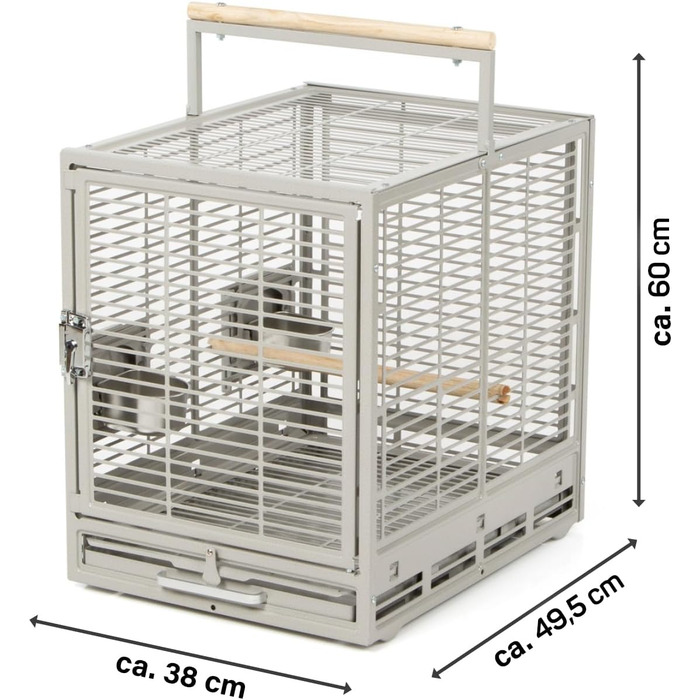 Транспортна клітка Montana Cages EVO для папуг і хвилястих папужок, платиновий колір, переноска для птахів