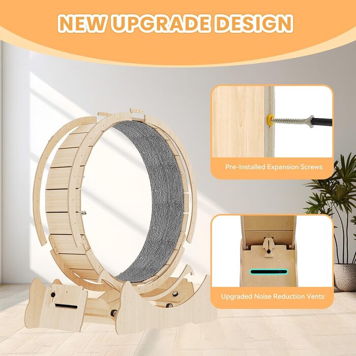 Ляльковий біговий диск для котів Homegroove, 113 см, XL, натуральне дерево, для зниження ваги та здоров'я