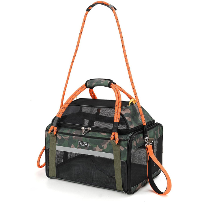 Трансформована переноска для котів та собак до 6,8 кг, Lekereise: TSA-сертифікована, з м'якими боковинами та поворотним кріслом, з міцним сіткою, для подорожей