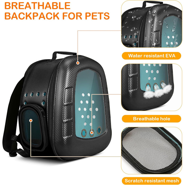 Рюкзак-переноска для котів та цуценят ALLSOPETS Bubble - чорний