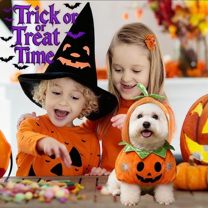 Костюм на Halloween для собак та котів: гарний костюм з гарбузом для маленьких, середніх та великих тварин, м'яке дихаюче матеріалу (XL, помаранчевий)