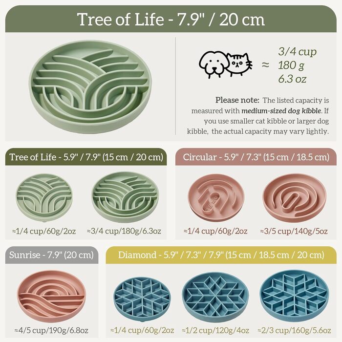 Миска OHMO Anti-Schling Napf для собак (Дерево життя), миска протиковтання для собак, котів, цуценят, здорове харчування, запобігання здуття живота, антиковзаюча, екологічне силікон, світло-зелений, L-Дерево життя