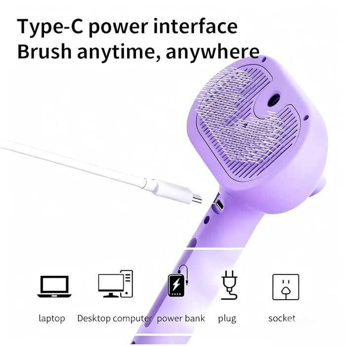 Парова щітка для собак 2025, 4-в-1: щітка-універсал для собак з розпилювачем та УФ-дезінфекцією. Легко видаляє відмерле волосся та бруд під час масажу. (Біла)