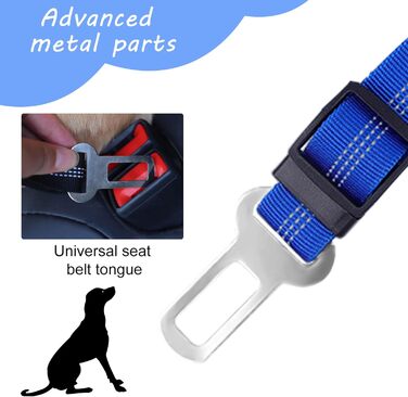 Автомобільні ремені безпеки для собак, регульовані, 2 шт. (Чорний + Синій)