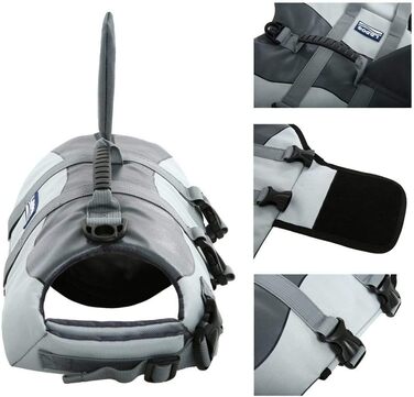 Жилет для плавання собак Aokay Shark, розмір M, сірий. Безпечний рятувальний жилет для собак з міцною ручкою.