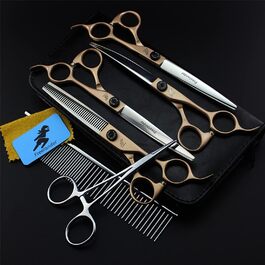 Набір професійних ножиць для грумінгу домашніх тварин 7,0 дюймів, з нержавіючої сталі 6Cr, для собак, легкі, гострі та довговічні