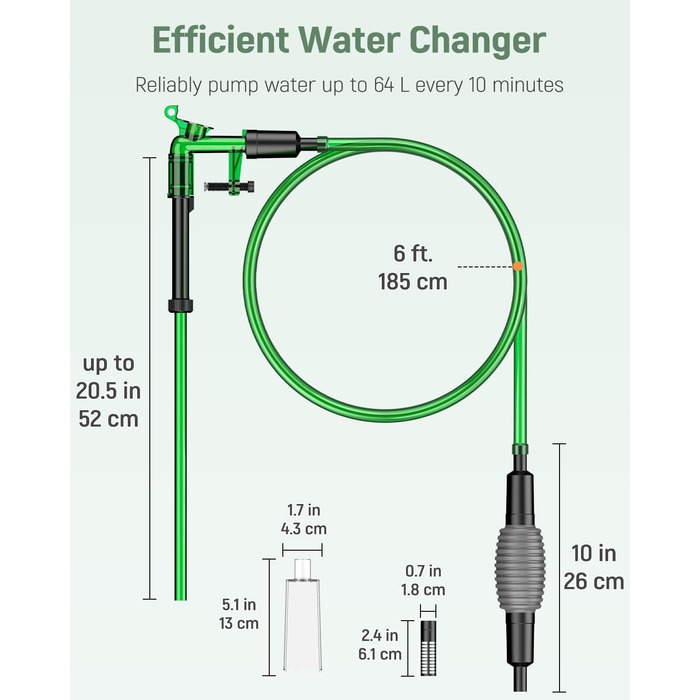 Набір для чищення акваріума Pawfly: сифон, пилосос, шланг 1.8 м, інструмент для догляду за акваріумом