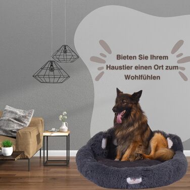 Ліжко для собак Pfoten&nasen® Bärenpfote, Рожеве, M-75см - М'яке кругле ліжко у вигляді ведмежих лапок, зручне для собак середніх порід