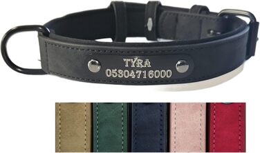 Шкіряний нашийник для собак та котів Jack O Be (XXL, чорний) з можливістю персоналізації