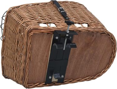 Вінтажний кошик для велосипеда з лози для тварин, 55x31x36 см, міцний та простий у встановленні