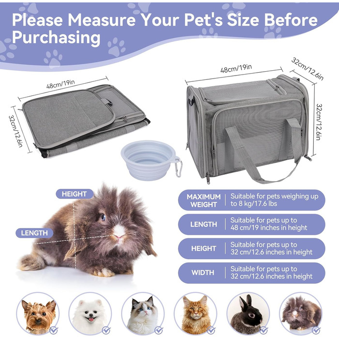 Транспортна сумка для кота/собаки, переносний рюкзак для тварин, сіра, до 6 кг
