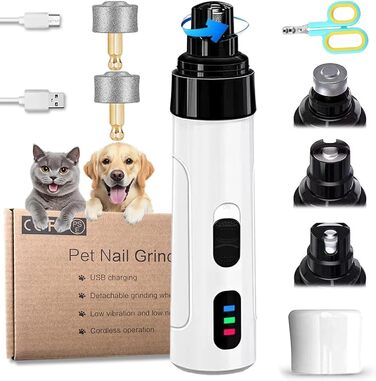 Триммер для собак Orthopfote: безпечний і тихий інструмент для підстригання кігтів з 2 змінними насадками