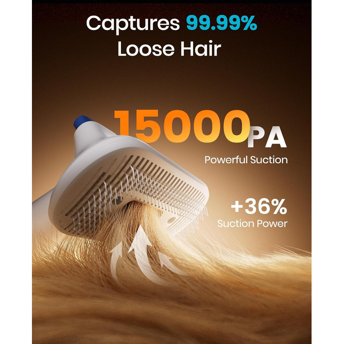 Машинка для стрижки собак Oneisall з пилососом, 15000 Па, видаляє 99.99% шерсті, тиха, 6 насадок для догляду за тваринами