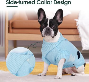 Теплий зимовий пуловер для собак Kuoer Roa з коміром-гетром (2XL, Синій) - м'який, еластичний, для маленьких собак, для дому та вулиці