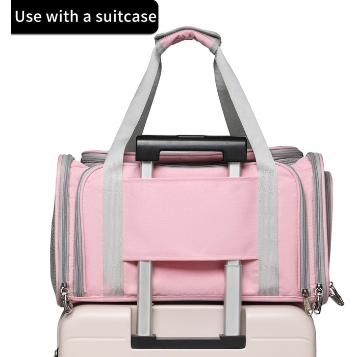 Трансформер для перевезення котів та маленьких собак, схвалений авіакомпаніями, рожевий, розкладний