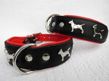 Шкіряний нашийник Bullterrier для собак, 33-41 см, 45 мм, чорний/коричневий/червоний