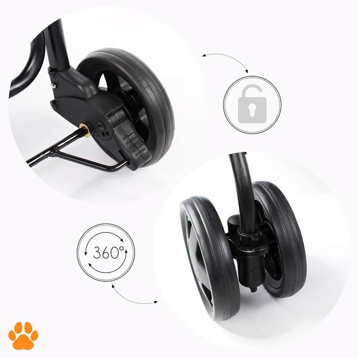 Візок для собак MY DUQUE Coco 2-в-1: візок для тварин до 15 кг з кошиком для аксесуарів | Складний, з сучасним дизайном та маневреними колесами