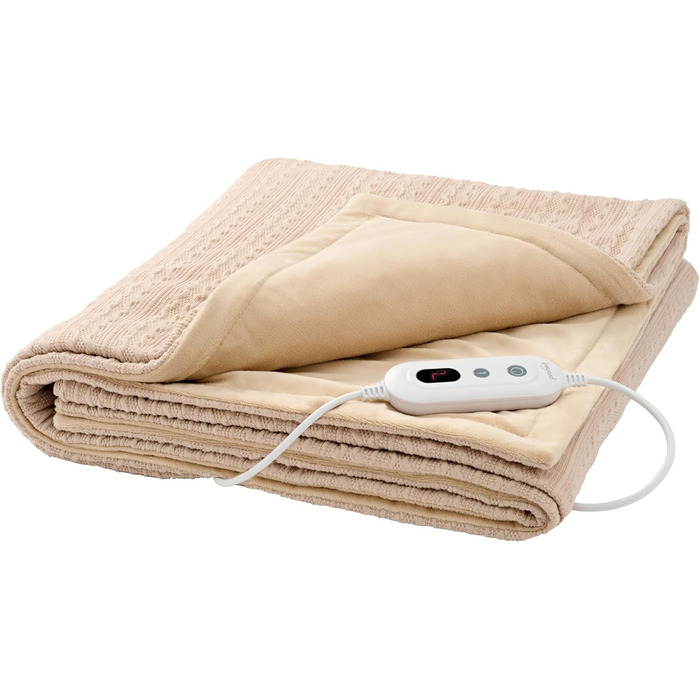Електрична гріюча ковдра Promed з автовимкненням, 180x130 см, 10 температурних режимів, для шиї, плечей та спини (Бежева)