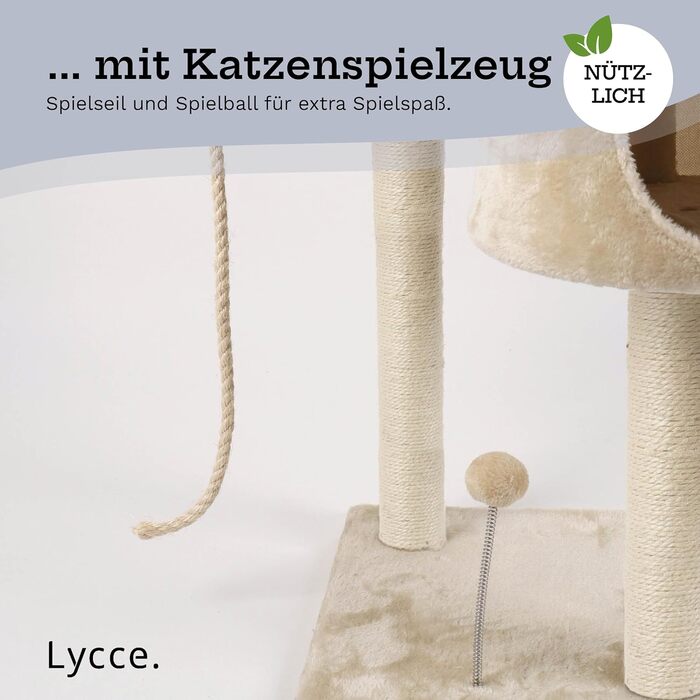Кігтеточка Lycce Katzenbaum Tower - багатоповерхова з сизалю та плюшу, бежева, 230-260 см, XL