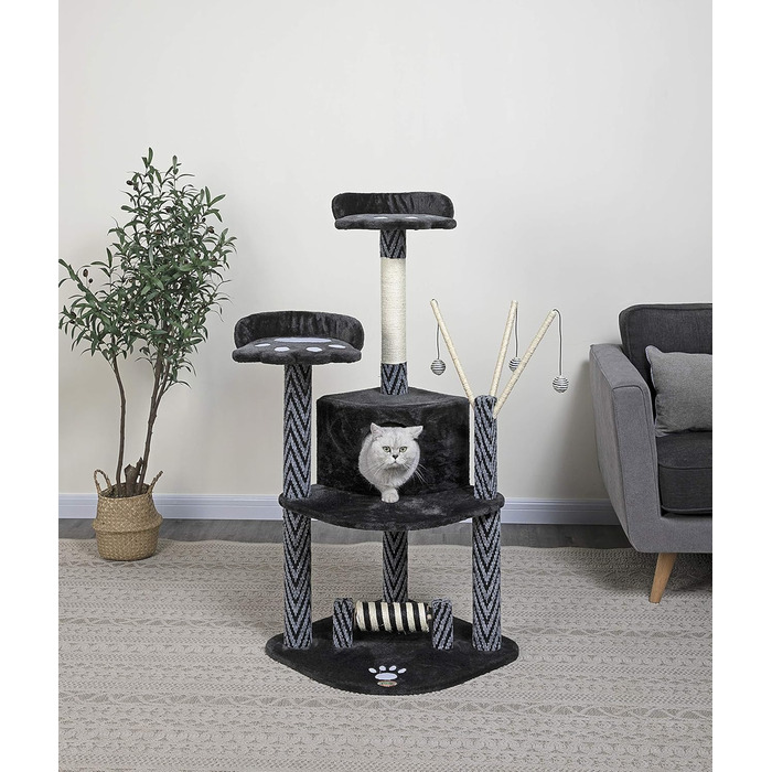 Дряпка для котів Go Pet Club з будиночком, 61x89x127 см, чорна