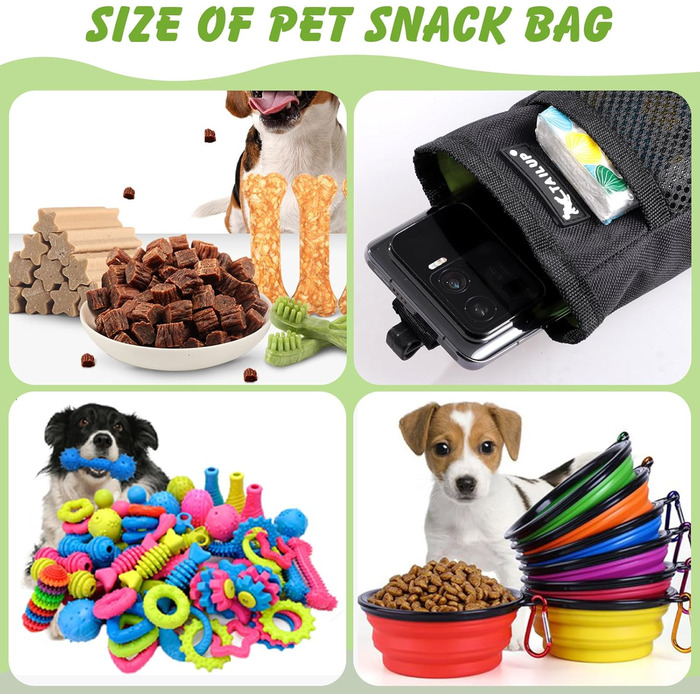 Ланжує Лекерлібутель - ласощі для маленьких собак, чорний, з кліпсою для ременя, 600D Оксфорд, 2 шт.