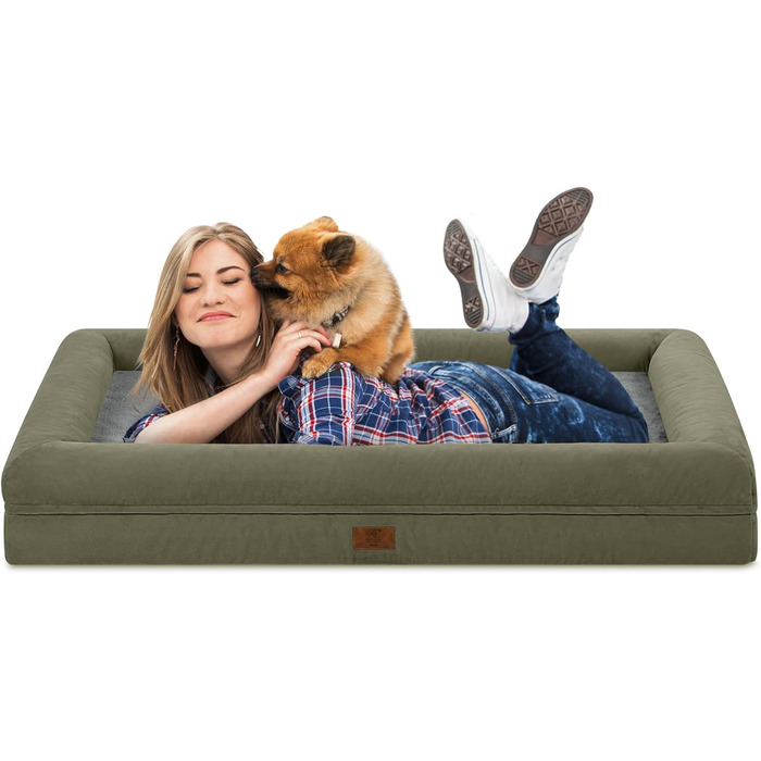 Ортопедичний лежак для собак XL, чорний, водонепроникний, знімний чохол, нековзне дно, миється, 114 x 53 см