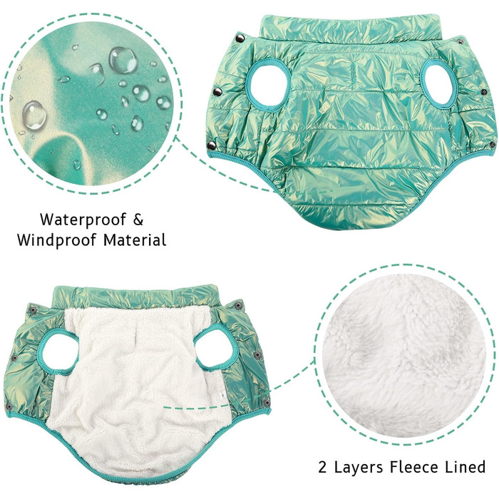 Зимовий теплий одяг для собак ASENKU: водонепроникний зимовий теплий одяг з флісовою підкладкою для малих, середніх та великих собак (М'ятний, XL)