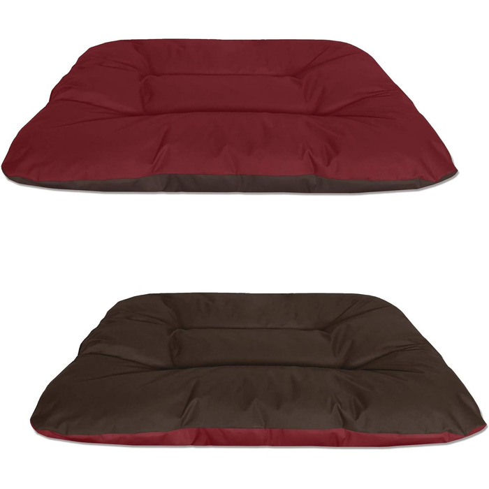 Кругле лежанка для собак BedDog® REX, велика, Бордо-сірий, 120x100x14 см, з можливістю перевертання, для дому та вулиці, SULTAN (червоний/коричневий)