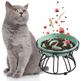 Підвищена годівниця для котів Anti Schling Napf - керамічна миска з антиковзним металевим підставкою, серія Pastel, повільне годування, інтерактивна лабіринтова годівниця, м'ятно-зелений колір