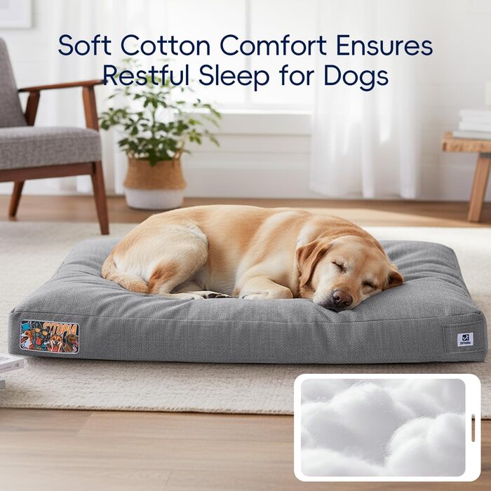 Килимок для собак Sytopia, сірий, 106 см, знімний чохол, антиковзаюча підкладка, для великих собак, для будки, для дому та вулиці