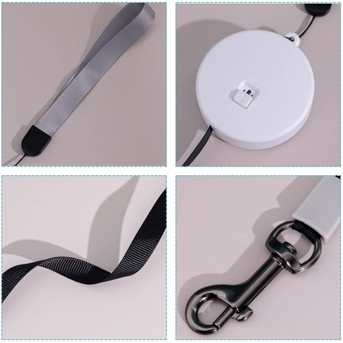 Рулетка для собак MiOYOOW, 3 м, автоматична, з відбиваючим тросом, для маленьких собак і котів, біла