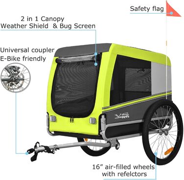 Тігго VS Pets L: велосипедний причіп для собак великого розміру, 270 л, до 35 кг, зелений