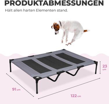 MaxxPet Лежак для собак складаний, освіжаючий, портативний, 122x91x23 см, сірий