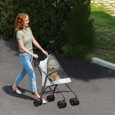 Дитяча коляска для собак та котів OHMG 3 в 1, сіра, складна, з EVA-колесами, для маленьких та літніх тварин, з тримачем для напоїв