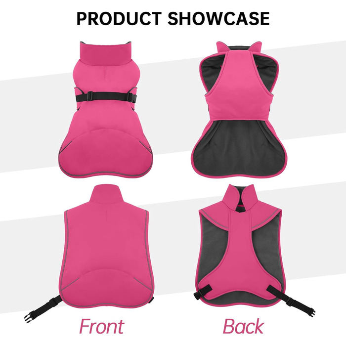 Зимовий теплий дощовик для собак Такса (M), рожевий. Захист від вітру та вологи, з отвором для повідка. Тепла куртка для собак великих порід.