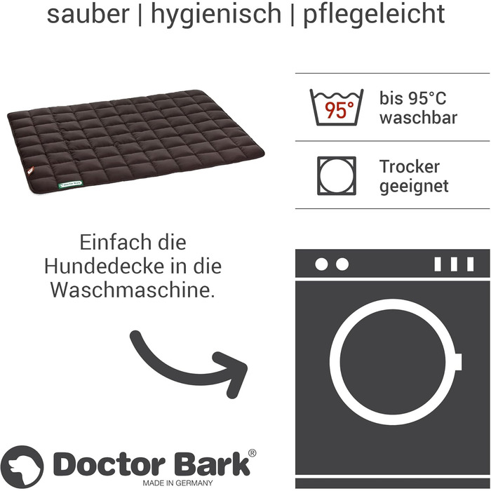 М'яка та якісна лежанка для собак Doctor Bark, розмір L, 100x80 см, для великих собак, міцна, для дому та вулиці, витримує прання до 95°C