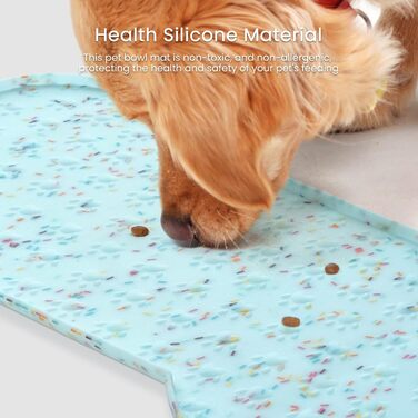 Килимок для годування собак і котів PWTAA, силіконовий, нековзний, з високим бортиком, водонепроникний, 80x40 см, блакитний (Donut)