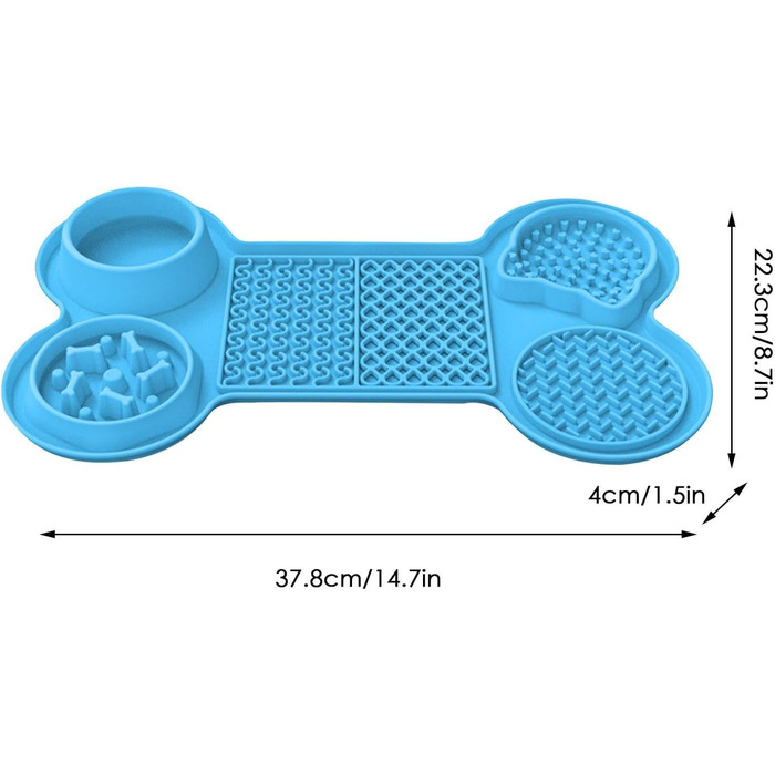 Килимок для годування кошенят та цуценят з 5 присосками, здорове харчування, різні дизайни (блакитний)
