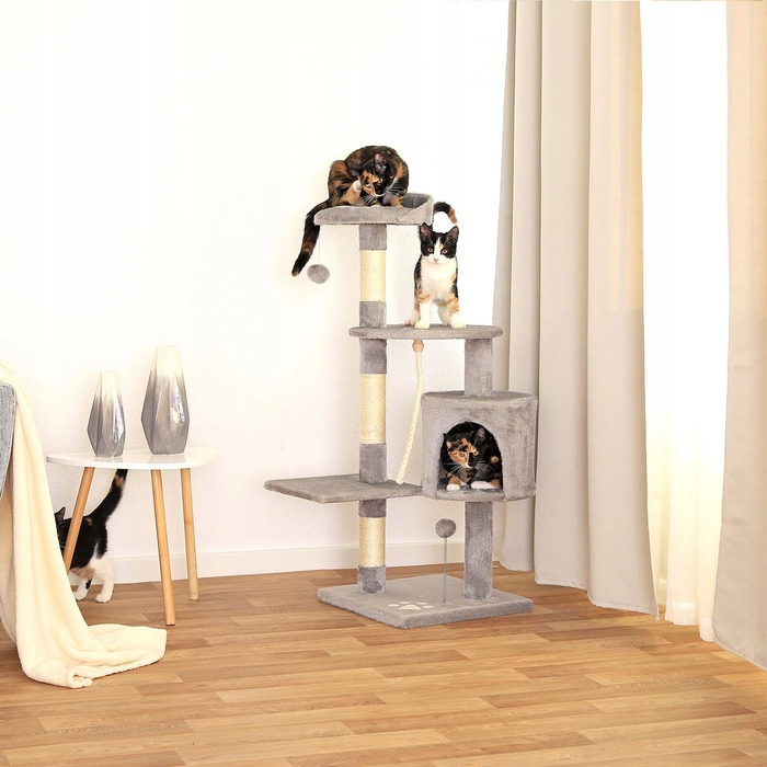 Високий когтеточка-комплекс із лежаком, стовп для дряпання 101-160 см