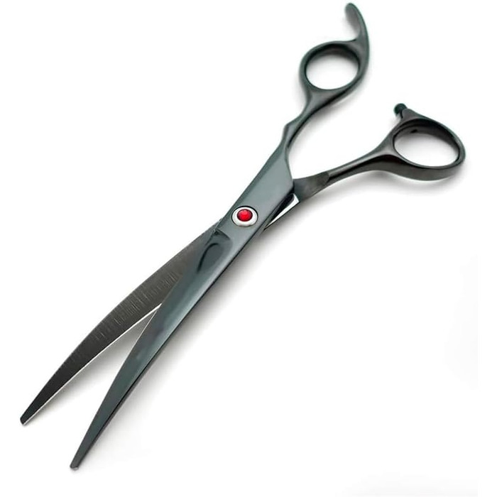 Професійний набір для грумінгу 7 дюймів: ножиці прямі та вигнуті, ножиці для фінальної обробки, гребінець та аксесуари, нержавіюча сталь, ергономічний дизайн, для догляду за тваринами вдома та в салоні, чорний