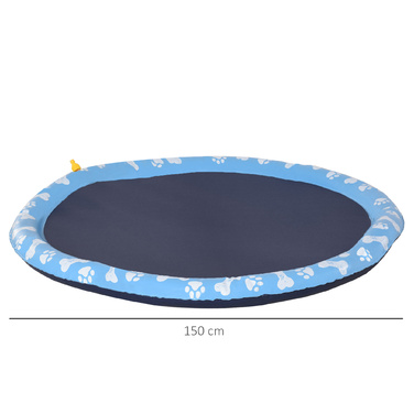 PawHut Splash Sprinkler Pad 150 см Килимок для собак, протиковзкий бризковий водяний спринклер для вулиці ПВХ синій