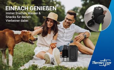 Турбунок для собак ThermoTom: пляшка для води, миска та сумка для прогулянок • 1 л, чорний