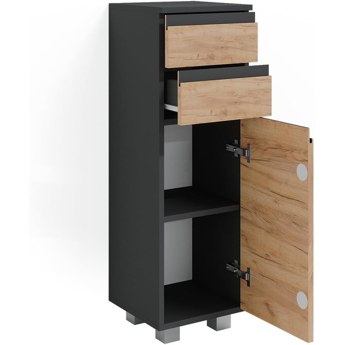 Шафа для ванної Vicco J-Shape, антрацит/дуб, 30x95 см