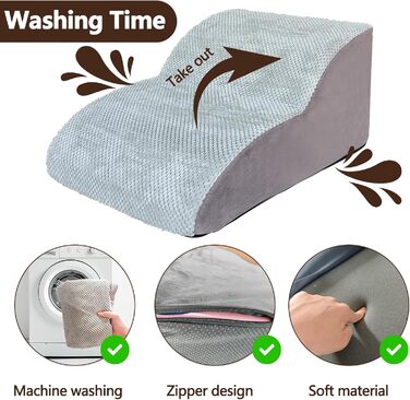 Сходинки для собак Galatée: 2-ярусні, з антиковзким покриттям, з м'якого пінополіуретану, для ліжка, дивана та авто, знімний чохол (сірий)