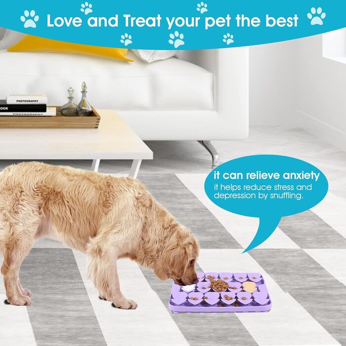 Килимок для собак VOOWO, силіконовий носовий килимок, миска-головоломка для собак, повільний годівник, килимок для нюхання з присосками для маленьких, середніх та великих собак (фіолетовий, маленький)